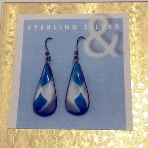 Blue & White Banded Agate Earrings